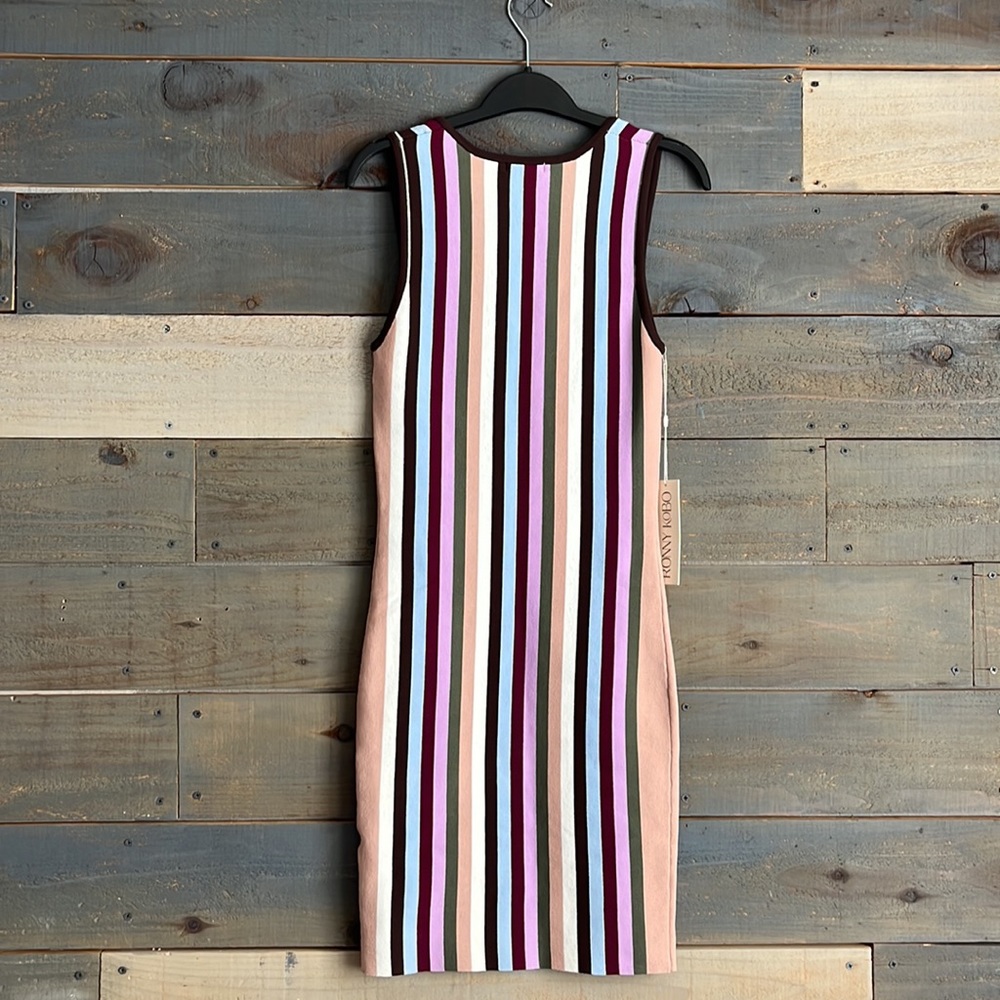 $428 Ronny Kobo Arielle Striped Bodycon Knit Mini Dress Retro 90s - Picture 6 of 12